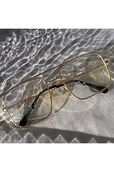 Patricio Unisex Glasses with Gold Frames and Clear Glasses