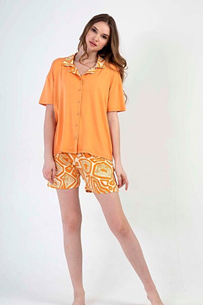 VİENETTA Ženska pidžama sa kratkim rukavima Spuštena ramena sa punim dugmadim...