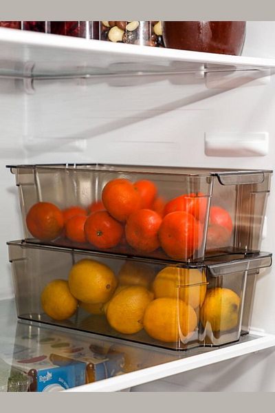 EbruliHomeArt 1 Piece Gray Transparent Acrylic Refrigerator - Beverage and Food Organizer