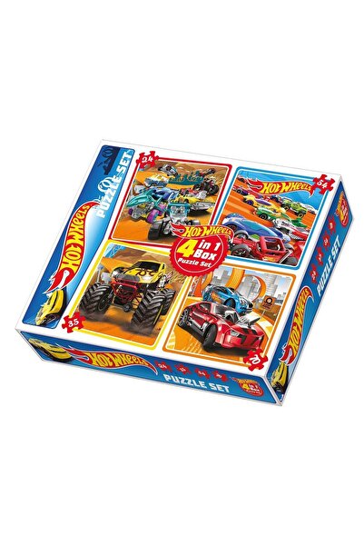 HOT WHEELS FABBATOYS 4ü1 arada Puzzle Set - Hot Wheels / 24+35+54+70 Parça Puzzle