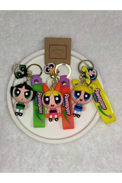 MODAACCESORİES Powerpuff Girls 3'lü Büyük Boy Silikon Anahtarlık & Çanta Süsü