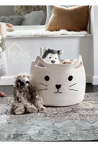 HomeTurko Toy and Jute Basket for Children - Cat and Dog Basket, Pet Basket