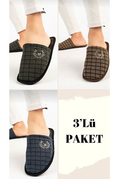 MODASİVA Ανδρικές παντόφλες πολυτελούς σπιτιού 3 Pack Daily Guest Balcony Warm