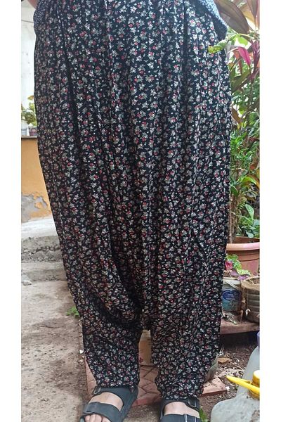 şalvarcı Local Elastic Waist Shalwar Red Patterned Viscose Mother Shalwar