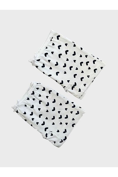 elmas kids White Heart Patterned Cotton Girls' Boxers - Pack of 2