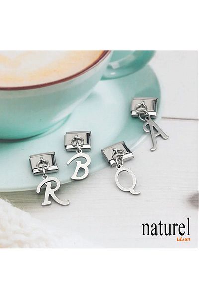 Naturel Tılsım Italian Stainless Steel 9mm "F" Letter Charm