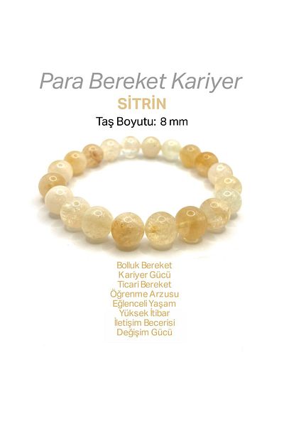 OSMANLI DEĞERLİ TAŞ Citrine natural stone fishing line bracelet 8mm