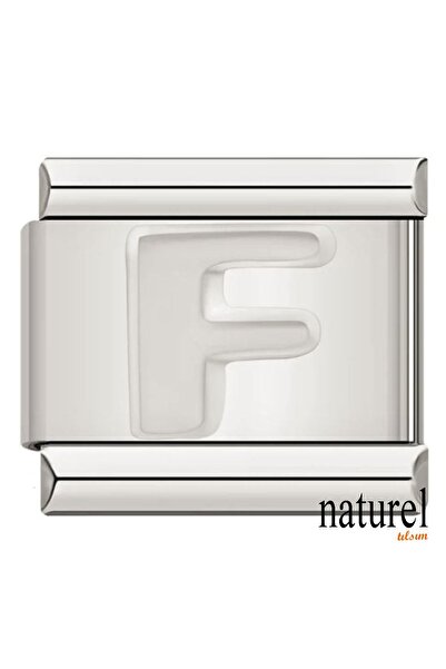 Naturel Tılsım سحر 9 ملم - حرف F من الفولاذ المقاوم للصدأ والفضة
