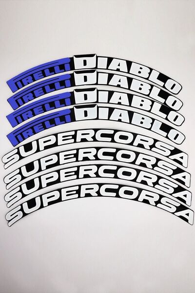 bombtire Pirelli Diablo 1.9 سم Proseries إطار أزرق مكتوب 8 قطع غراء