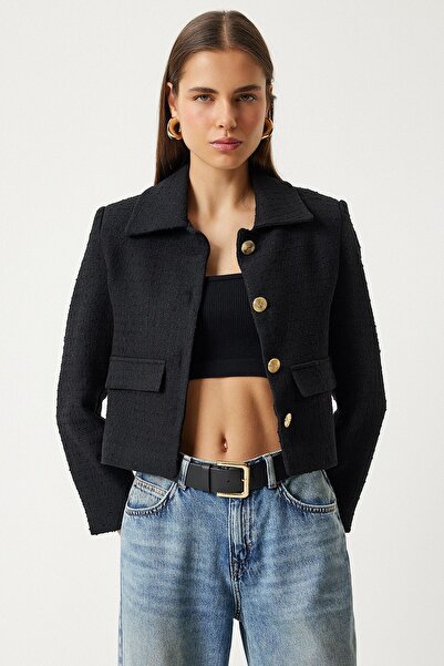 Lovelyİstanbul بليزر تويد أسود - Lto0002