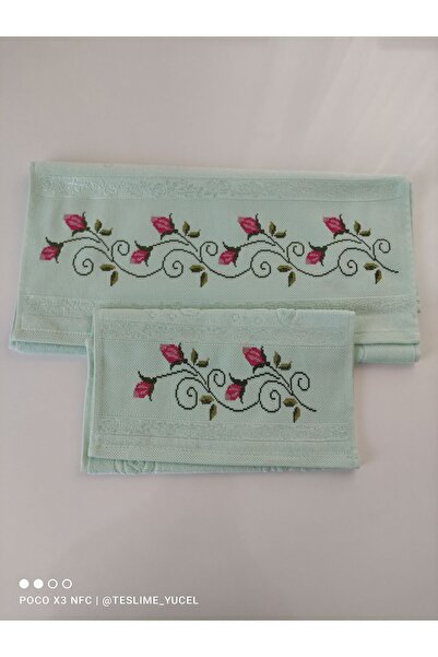 Etamin nakisim Nakışlı el ve mutfak havlusu takımı. El işlemesi. Analı kızlı ...