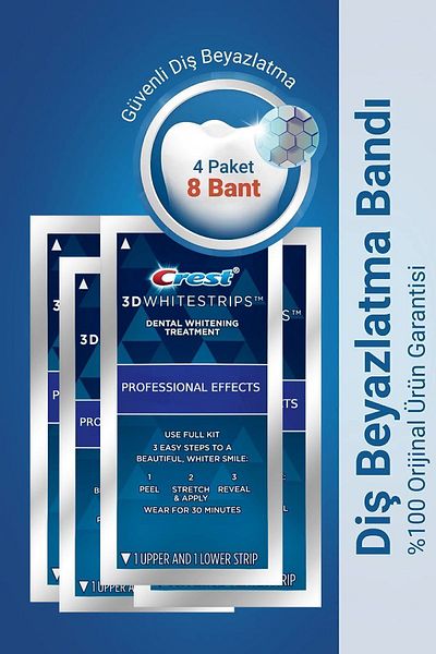 CREST Professional 3D White Striped Strips - 4 Pack / 8 Tapes