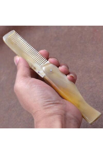 Sorendy Πτυσσόμενη χτένα από φυσικό κόκκαλο από κέρατο βοοειδών μεγέθους τσέπης Γνήσια χειροποίητη πτυσσόμενη ξυριστική μηχανή Kt-109