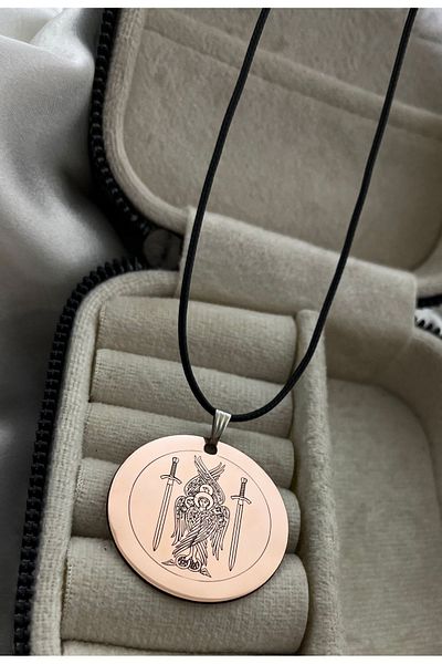 MerveninYaziAtolyesi Angel And Angel Numbers Written Plate Copper Necklace