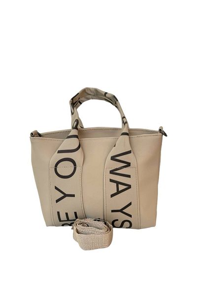 TOPLINE *Be Your Self Always* Text Fabric Hand and Shoulder Bag