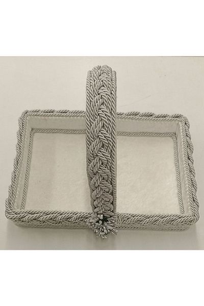 FNT Gift Rectangular Knitted Handle Basket Organizer - Bundle Holder