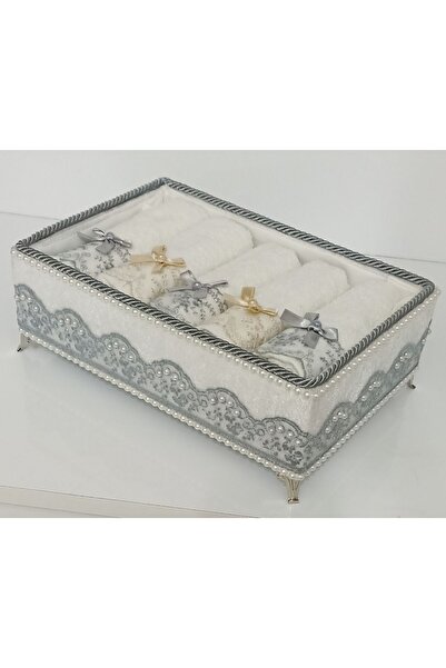 FNT Velvet Foot Scalloped Towel Holder 30*50 cm Cotton Scalloped with Bow 5 P...