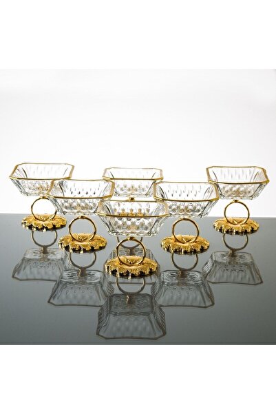 Aymin Kristal Dream Glass 6 Li Yüzük Metal Ayak Lokumluk Kare