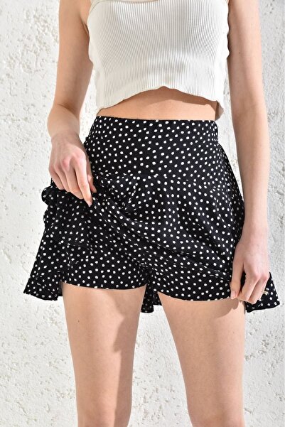 Everest Fusta cu pantaloni scurți elastici din viscoză 100% țesută cu imprimeu metrat