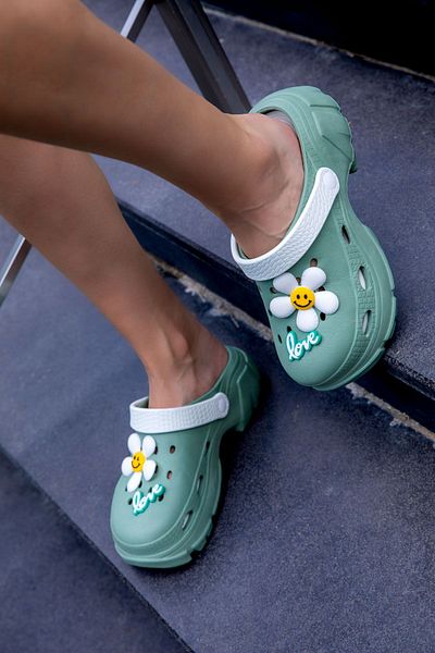 SOHO Green-White Women's Slippers - 19345 Model