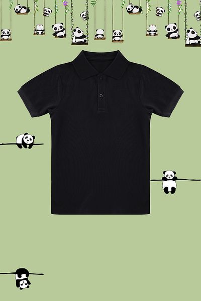 TRENDYOLKIDS Unisex černé pletené tričko Polo s výstřihem – krátký rukáv TKDSS24TS00022