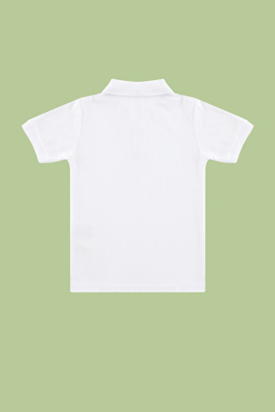 TRENDYOLKIDS Weißes Unisex-Strick-T-Shirt mit Polokragen – 100 % Baumwolle, kurze Ärmel, normale Passform TKDSS24TS00022