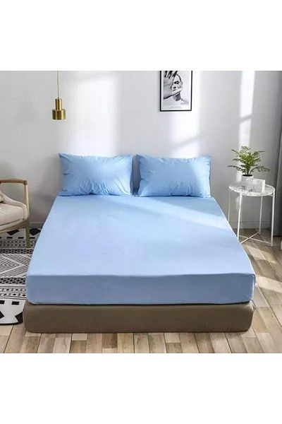 Soft Colours Blue Single Elastic Sheet and Pillowcase