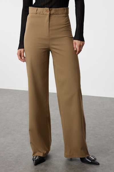 Trendyol Collection Magas derekú, széles szárú nyérc nadrág - TWOSS23PL00314
