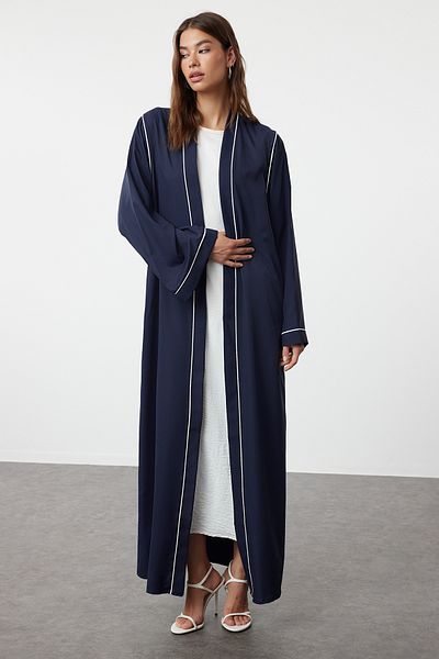 Trendyol Modest Marineblaue gewebte Kappe - Ferace & Abaya mit Paspeldetail TCTSS24KF00042