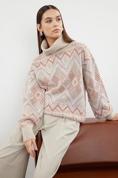 Trendyol Collection Rollkragenpullover mit weicher Textur – Steinmuster TWOAW24KZ00759