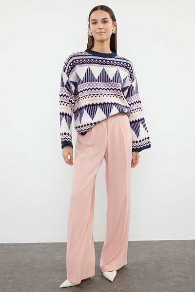 Trendyol Collection Marineblauer Strickpullover mit Rundhalsausschnitt - Wide Fit TWOAW21KZ0941