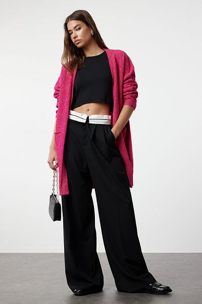 Trendyol Collection Fuchsia Knitwear Cardigan - Soft Texture and Pocket Detail Twoaw24Hi00381