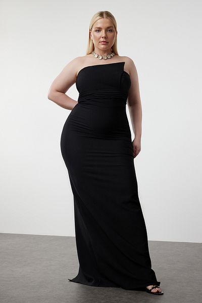 Trendyol Curve One Shoulder Asymmetrical Black Long Evening Dress - Evening/Graduation/Engagement Dress TBBSS24AH00217