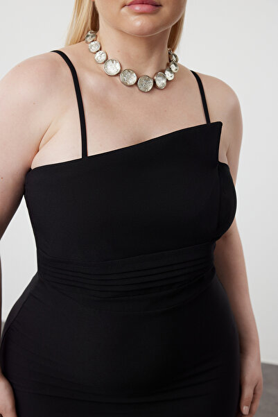 Trendyol Curve One Shoulder Asymmetrical Black Long Evening Dress - Evening/Graduation/Engagement Dress TBBSS24AH00217