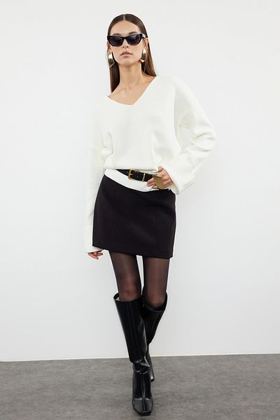 Trendyol Collection Wide Fit Ecru Knitwear Sweater - Sleeve Folded TWOAW25KZ00090