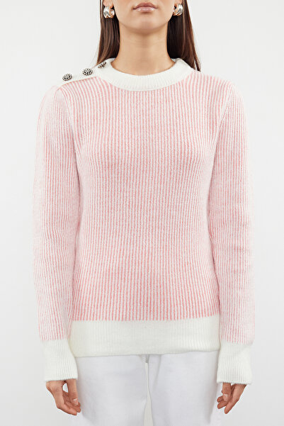 Trendyol Collection Soft Textured Powder Knitwear Sweater - Button Detail TWOAW25KZ00122