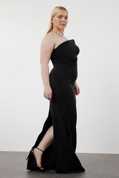 Trendyol Curve One Shoulder Asymmetrical Black Long Evening Dress - Evening/Graduation/Engagement Dress TBBSS24AH00217