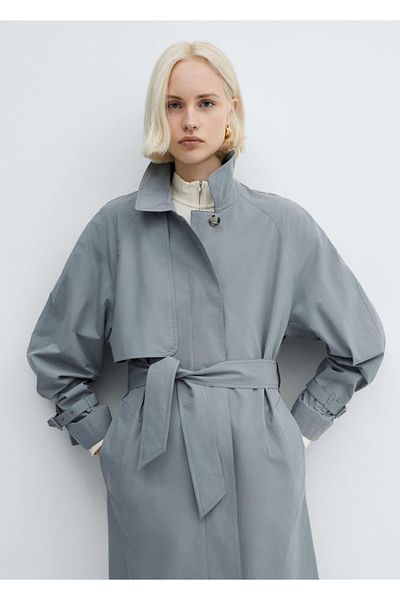 MANGO Woman Trench din bumbac cu curea
