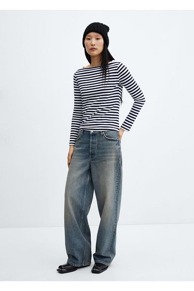 MANGO Woman Tricou din bumbac cu gât barca