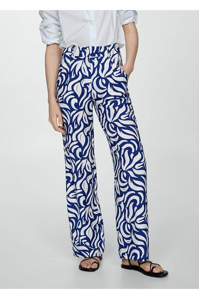 MANGO Woman Pantaloni wideleg cu imprimeu cu dresuri