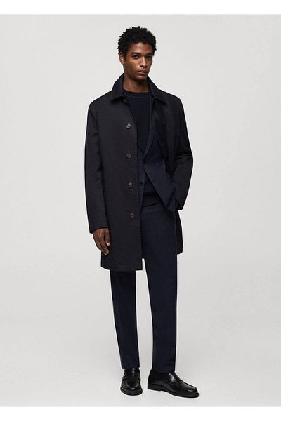 MANGO Man Baumwoll-Trenchcoat mit Kragendetail