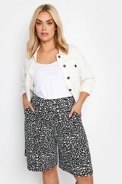Stil Diva Large Size Elastic Waist Patterned Loose Cut Lycra Shorts145050