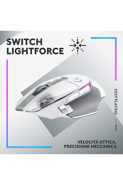 logitech G502 X PLUS LIGHTSPEED Wireless RGB Gaming Mouse LIGHTSYNC RGB, HERO 25K sensor-White
