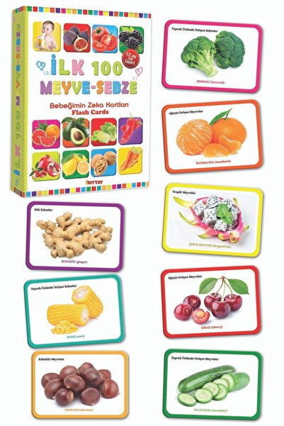 Diytoy Eğitim Seti 100 Sözcük + Ilk 100 Hayvan + Ilk 100 Sebze Meyve + Bebeğimin Ilk Zeka Kartları