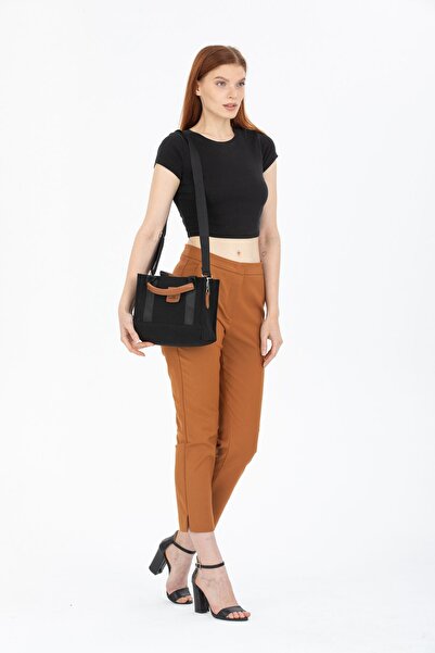 Rosmod Жіночий чорний полотняний кросбоді міні-сумка Tote Bag Ручна сумка через плече