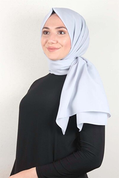 PİRAMİT Şifon Şal Düz Renk 1293-89 Açık Buz Mavisi