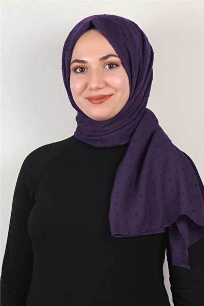 Eşarppark Pamuklu Pıt Pıt Şal 3092-34 Patlıcan Moru