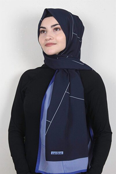 Cardion Medine Desenli Şal 1899-16 Lacivert-mavi