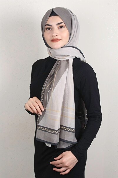 Eşarppark Cotton & Silk Şal 3631-6 Gri-Füme