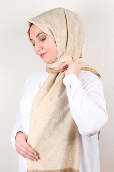 PİRAMİT İpeksi Monogram Şal 2753-19 Bej